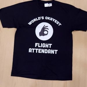 Men's Funny Black "Flight Attendant" Large t-shirt NWT